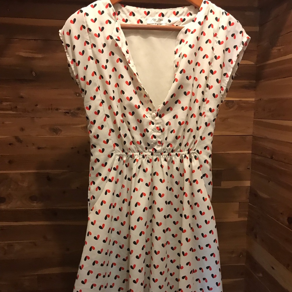 White dress with heart print